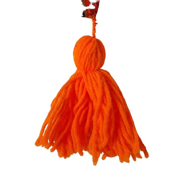 Vintage 70s Handmade Pillow Shams Set of 3 Orange Red Swirl Tassel Standard Size - Picture 6 of 16